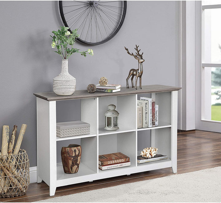 White 6 Cube Storage Bookcase Grey Modern Contemporary