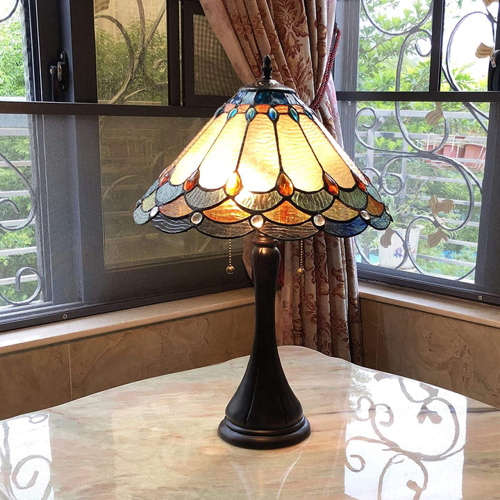 Tiffany 2 Light Antique Dark Bronze Table Lamp Color
