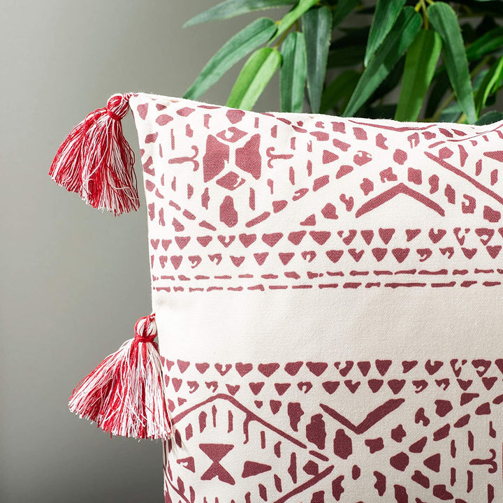 Decorative Pillow Beige Red Textured Bohemian Eclectic Modern Contemporary Polyester Single Removable Cover