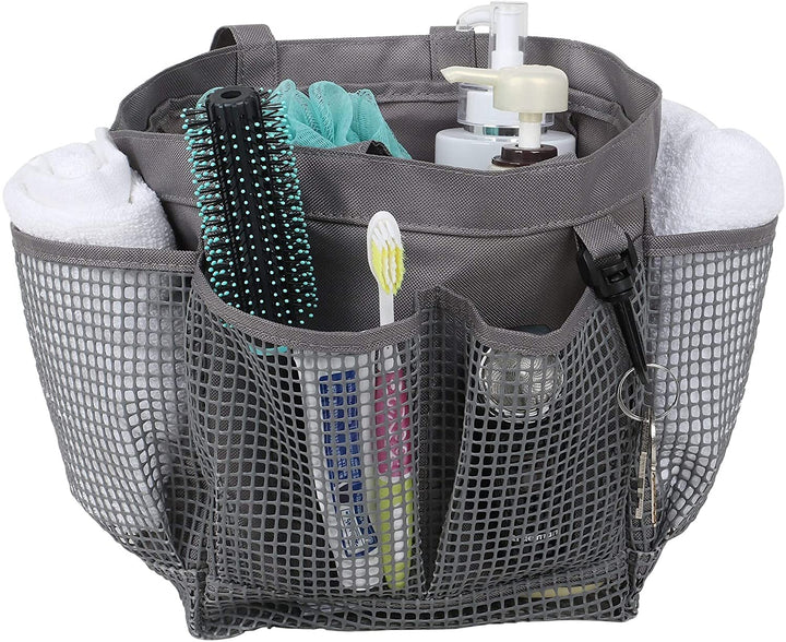 Mesh Portable Shower Caddy Quick Dry Tote Bag Bathroom Organizer Grey Solid Color Casual Polyester