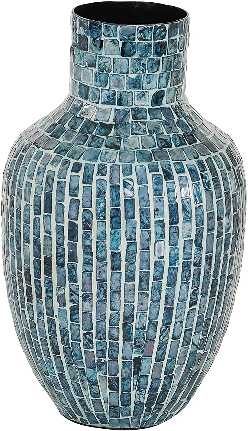 Blue Mosaic Shell Patterned Vase 9 25" X 15 5" 9 X 16 Wood - Diamond Home USA