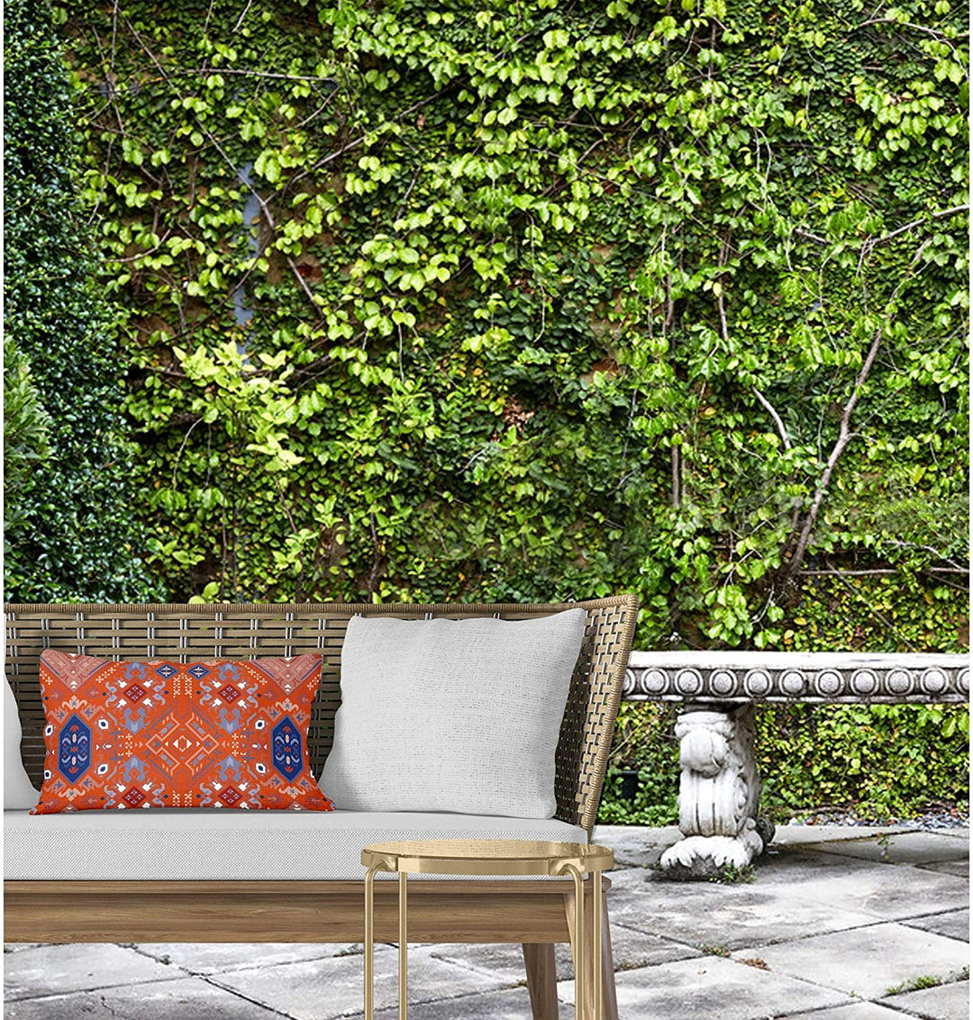 MISC Orange Indoor|Outdoor Lumbar Pillow by Designs 20x14 Orange Geometric Southwestern Polyester Removable Cover