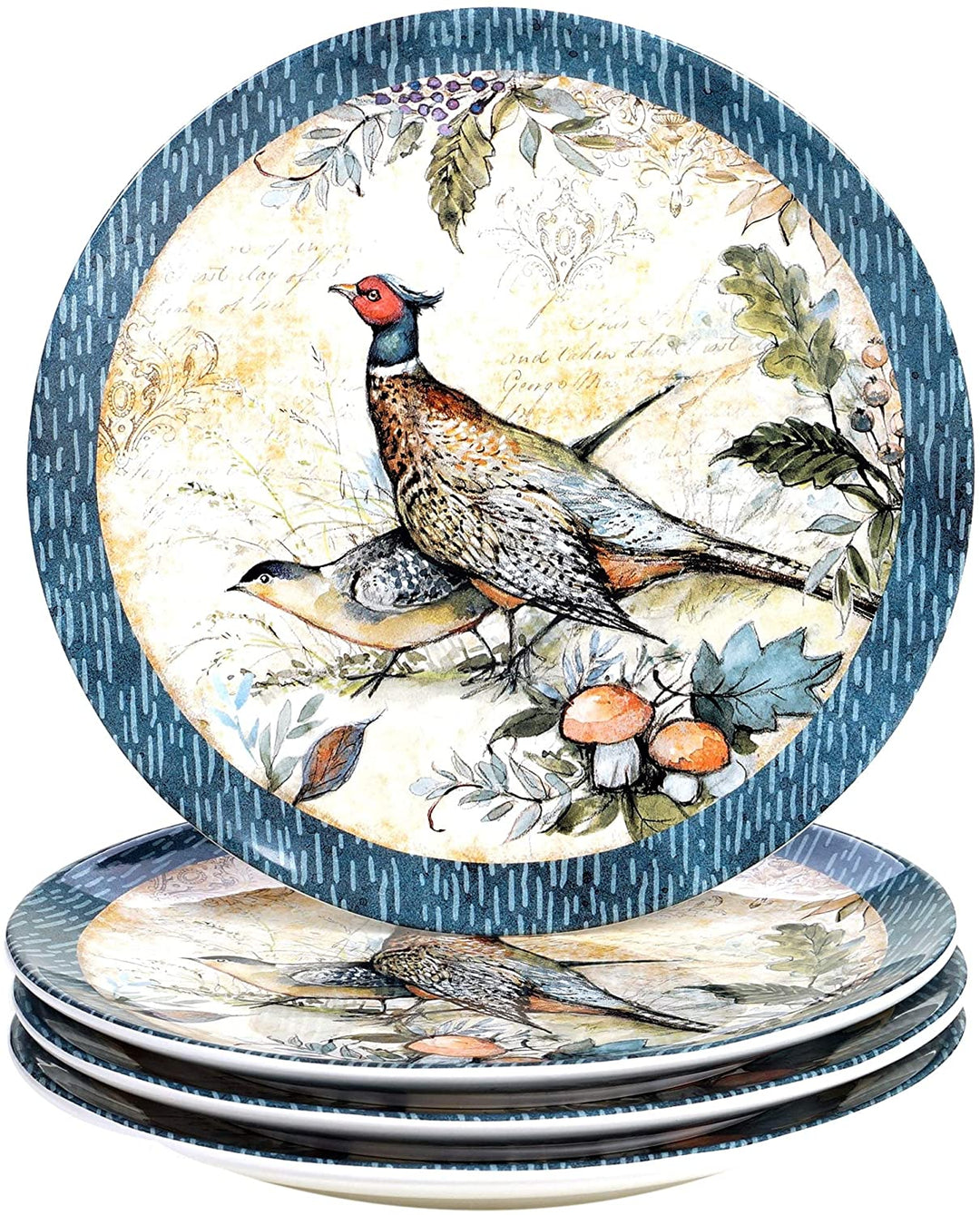 Harvest Gatherings 11" Dinner Plates (Set 4) Blue Color