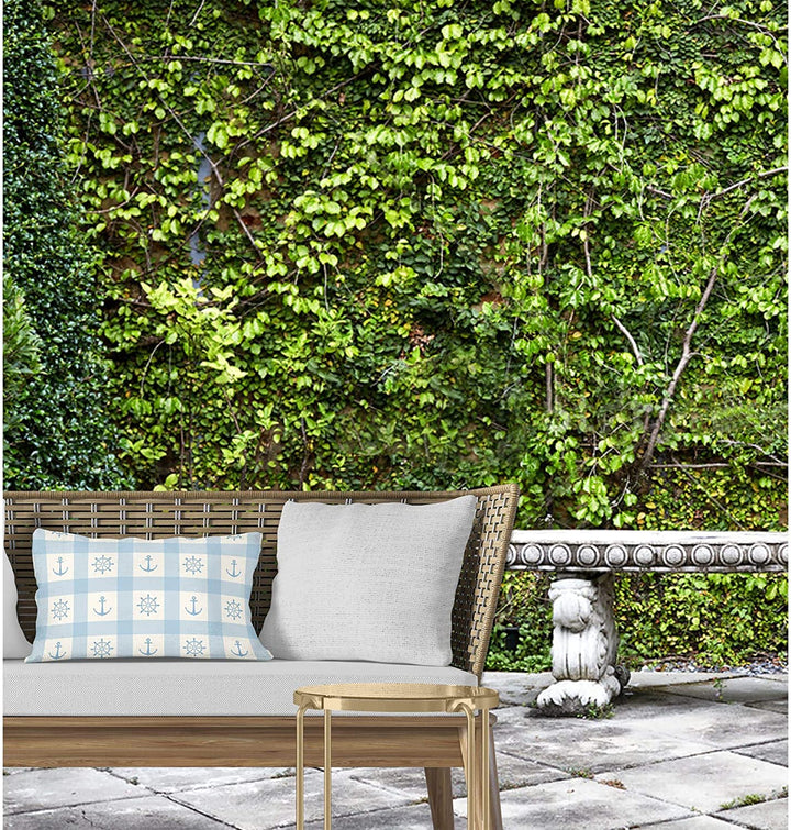 MISC Anchor Light Blue Indoor|Outdoor Lumbar Pillow by Designs 20x14 Blue Plaid Nautical Coastal Polyester Removable Cover