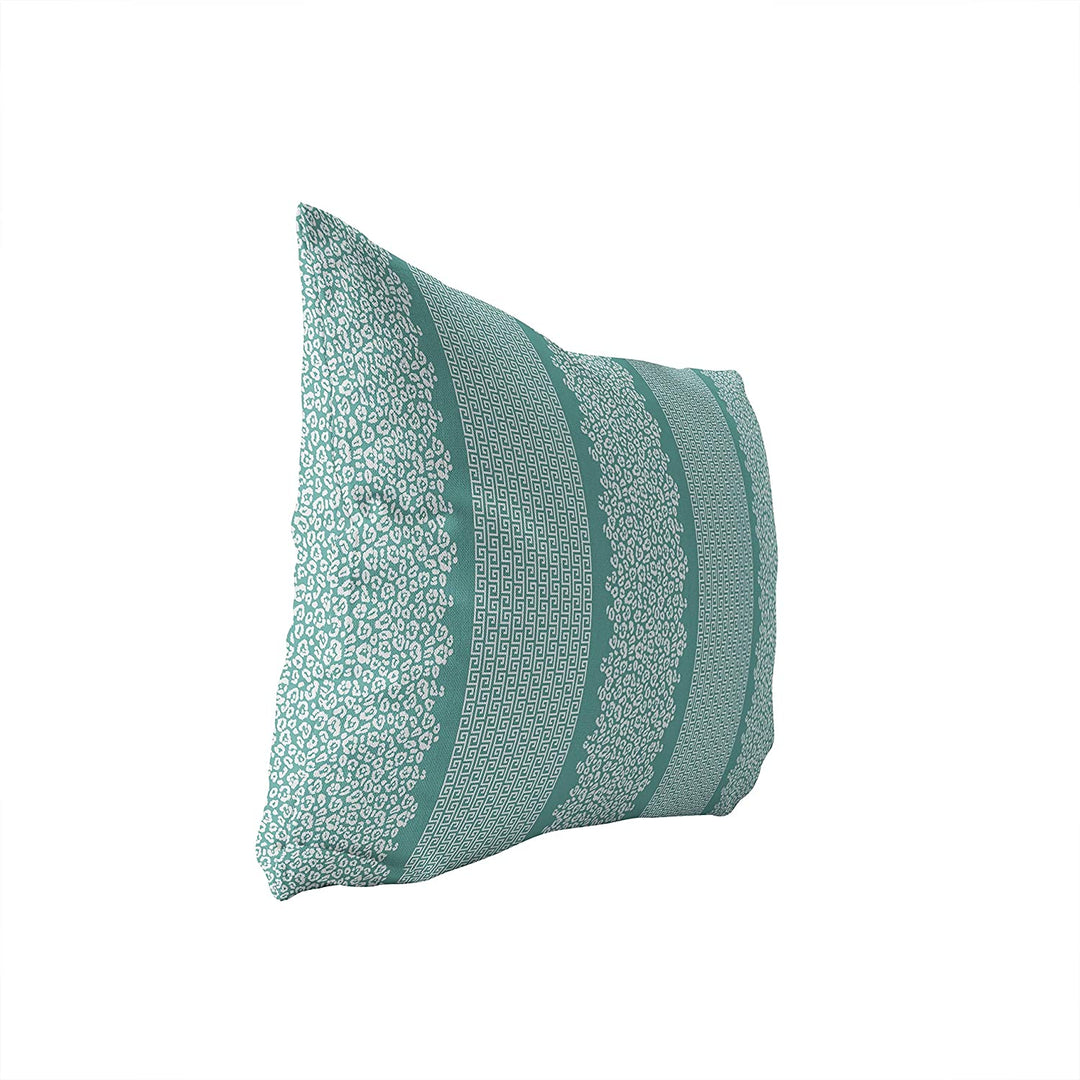 Leopard Key Aqua White Lumbar Pillow Blue Animal Modern Contemporary Polyester Single Removable Cover - Diamond Home USA