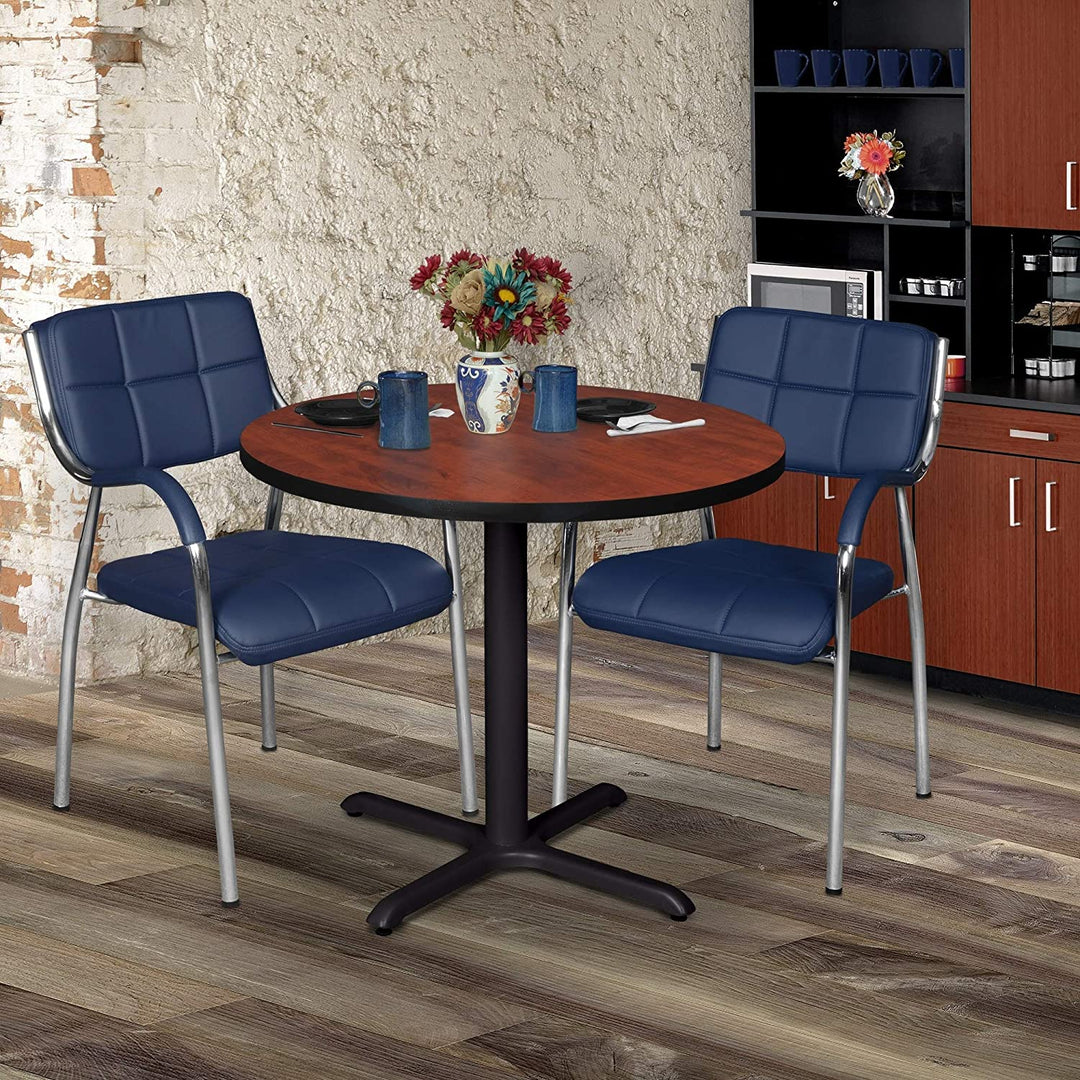 30" Round Breakroom Table Cherry Black Casual Metal