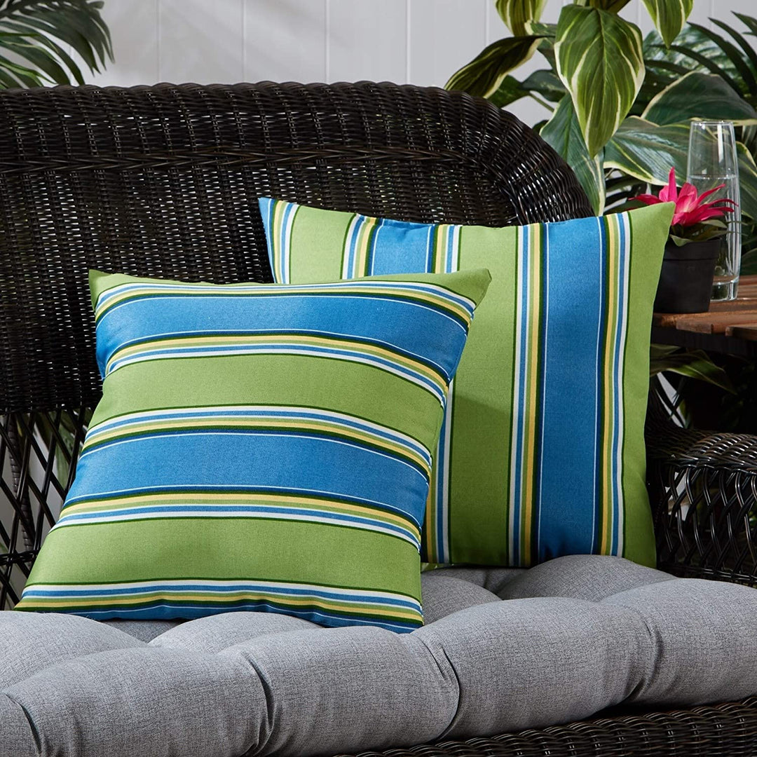 Stripe Outdoor 17 inch Square Accent Pillows (Set 2) by Blue