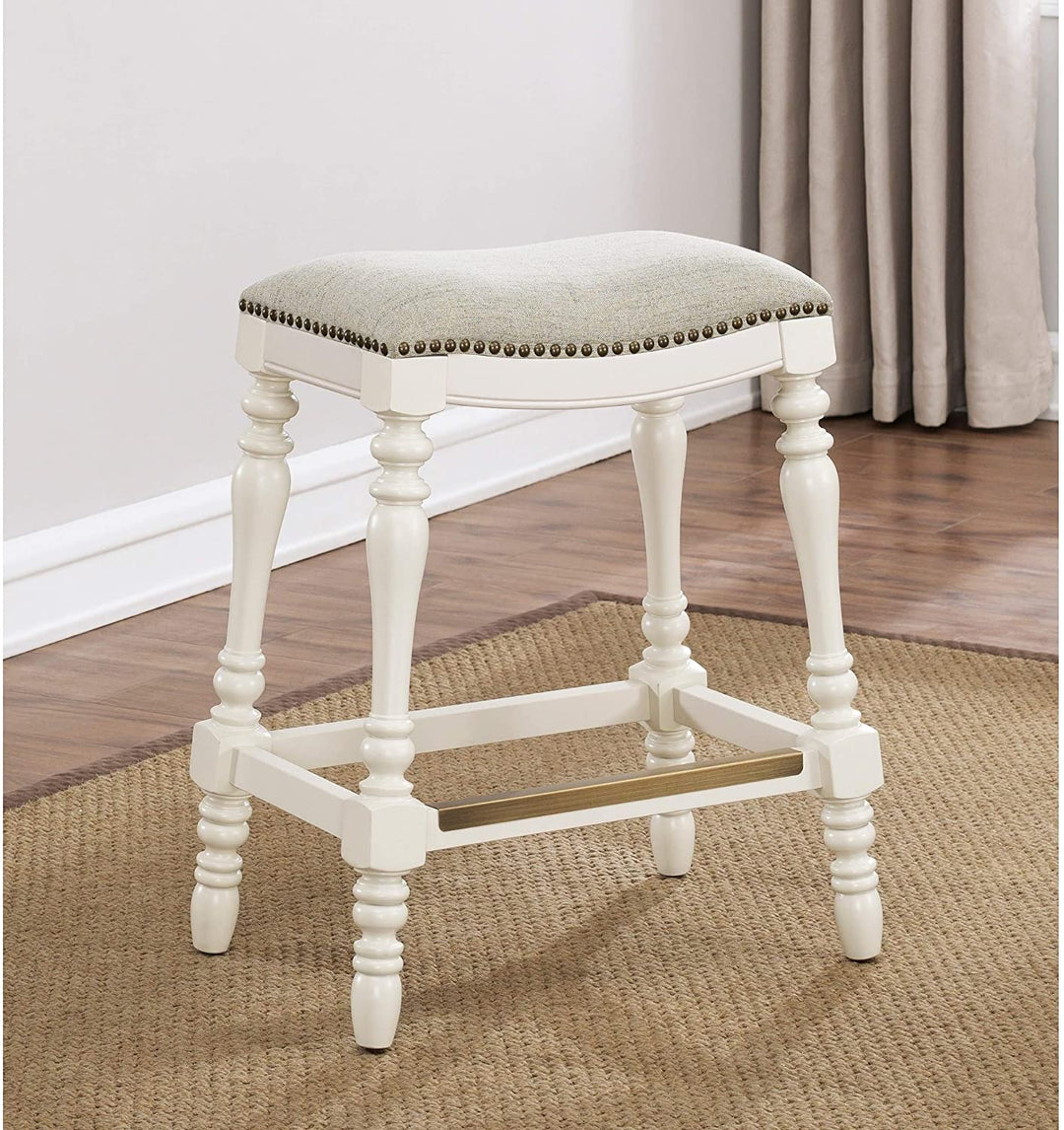 25 inch Saddle Seat Counter Stool by White Casual Fabric