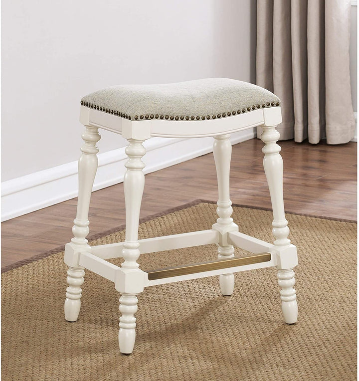 25 inch Saddle Seat Counter Stool by White Casual Fabric