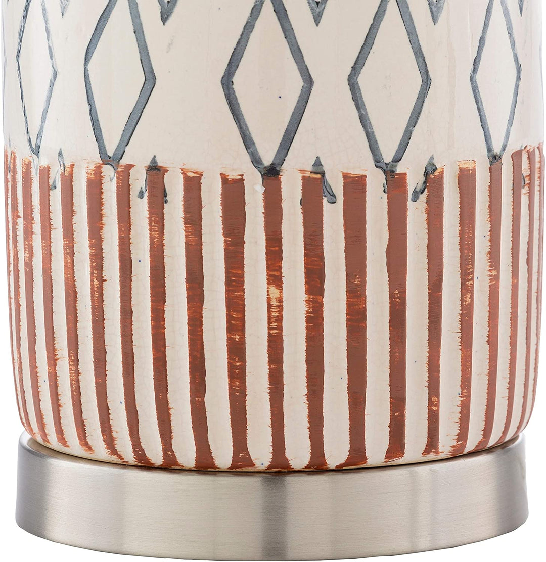 Moroccan Painted Ceramic 21 inch Table Lamp Cream Bohemian Eclectic White - Diamond Home USA