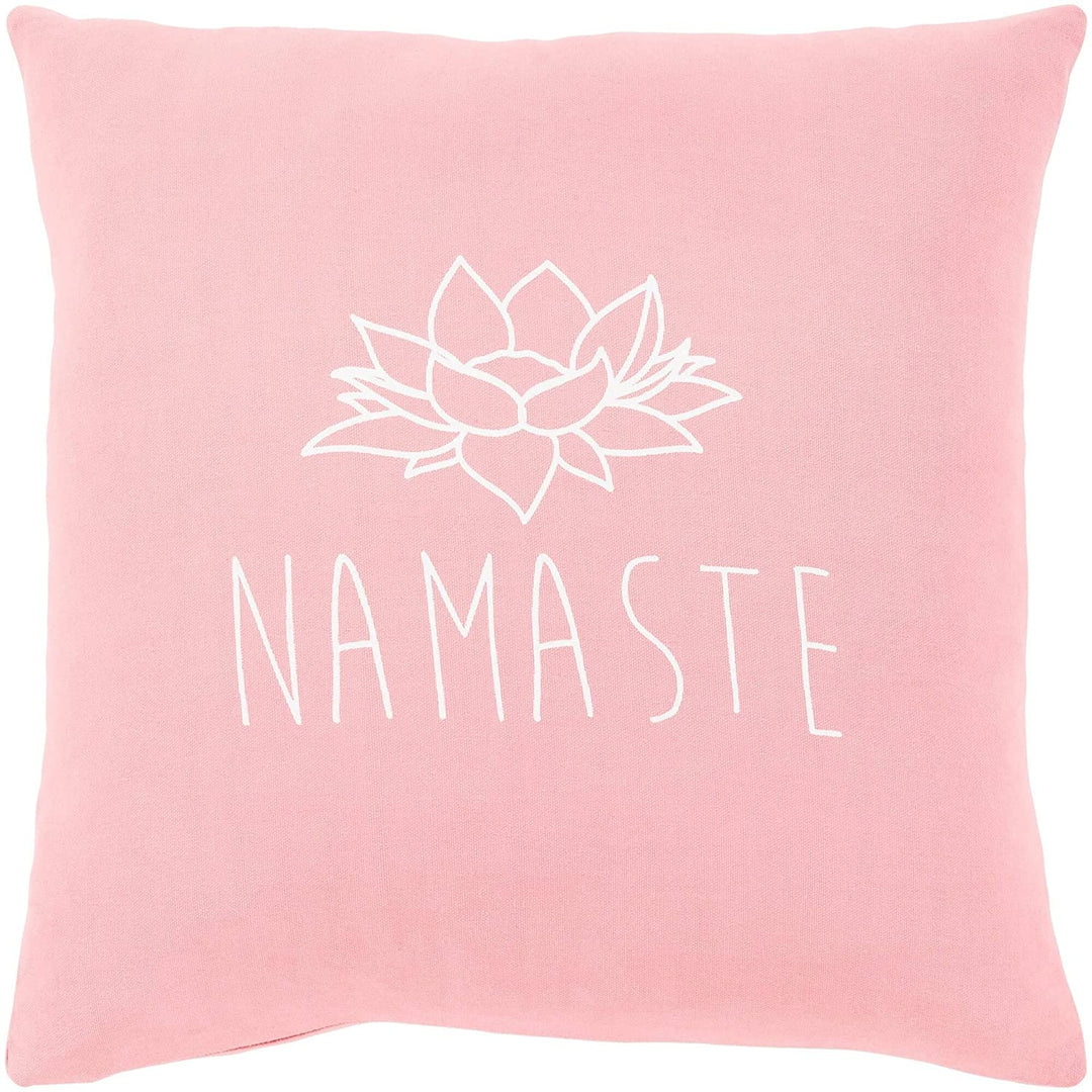 Blessed Pink Namaste Feather Down Throw Pillow (18" X 18")