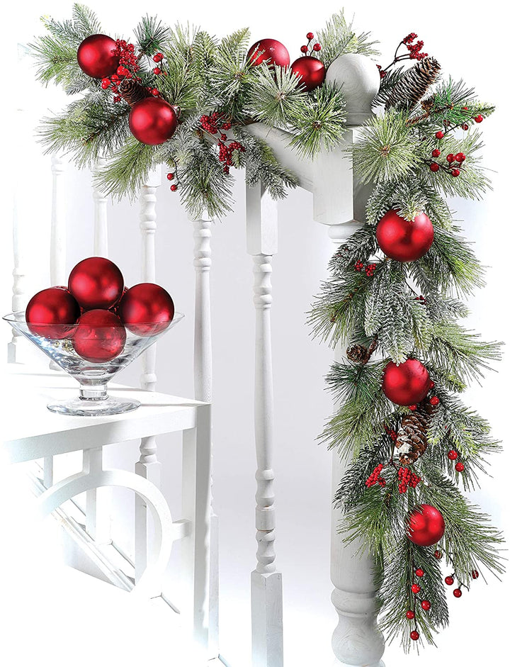 48" Frosted Pine Berry Ball Cone Garland Un
