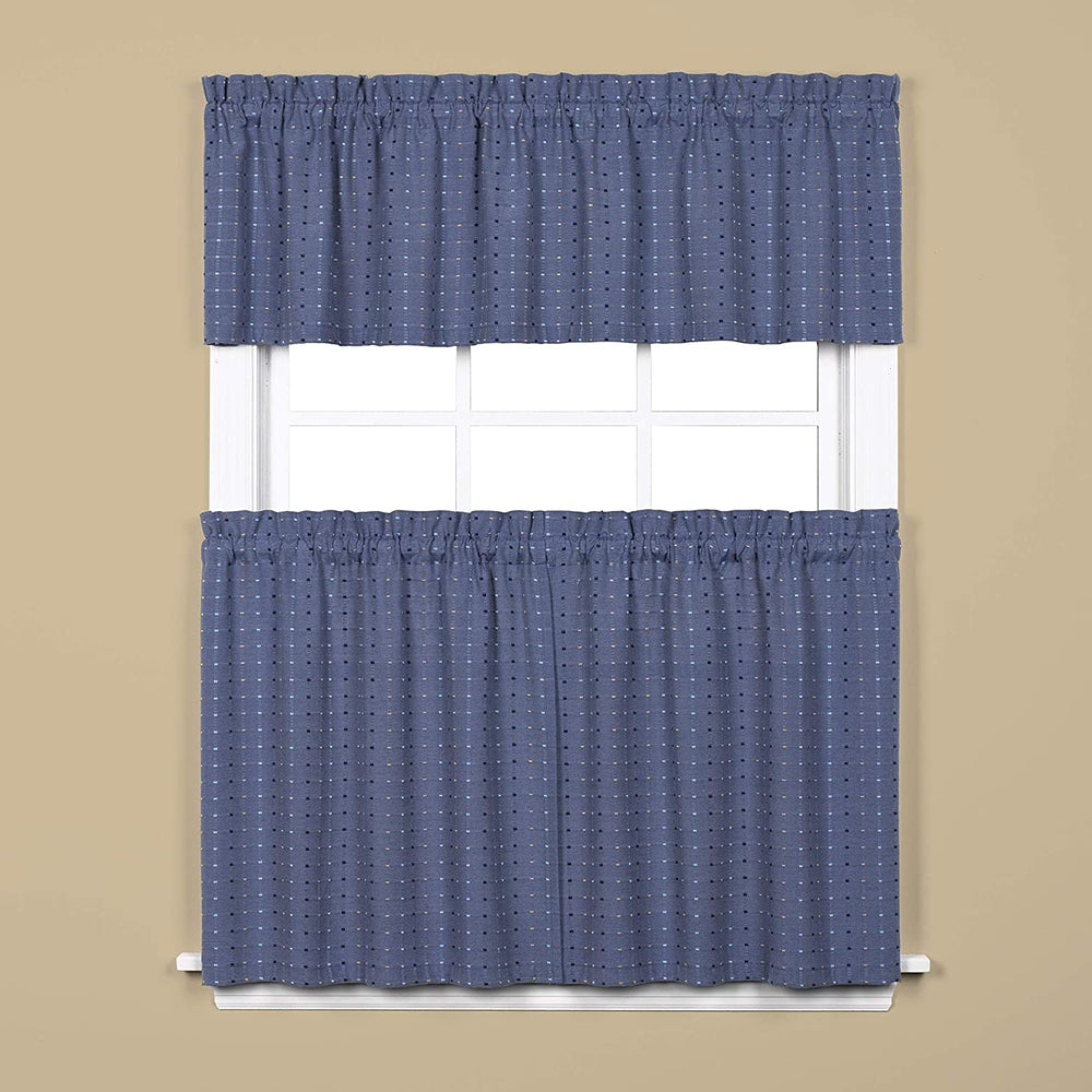 Hopscotch 13 inch Valance Denim Blue Solid Transitional Polyester Blend - Diamond Home USA