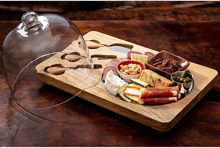 Natural Mango Cheese Board Set 3 Tools Brown Solid Casual Rectangle Wood 1 Piece - Diamond Home USA