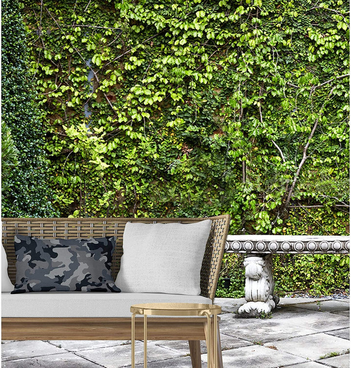 Camo Flow Charcoal Indoor|Outdoor Lumbar Pillow by Designs 20x14 Grey Geometric Modern Contemporary Polyester Removable Cover