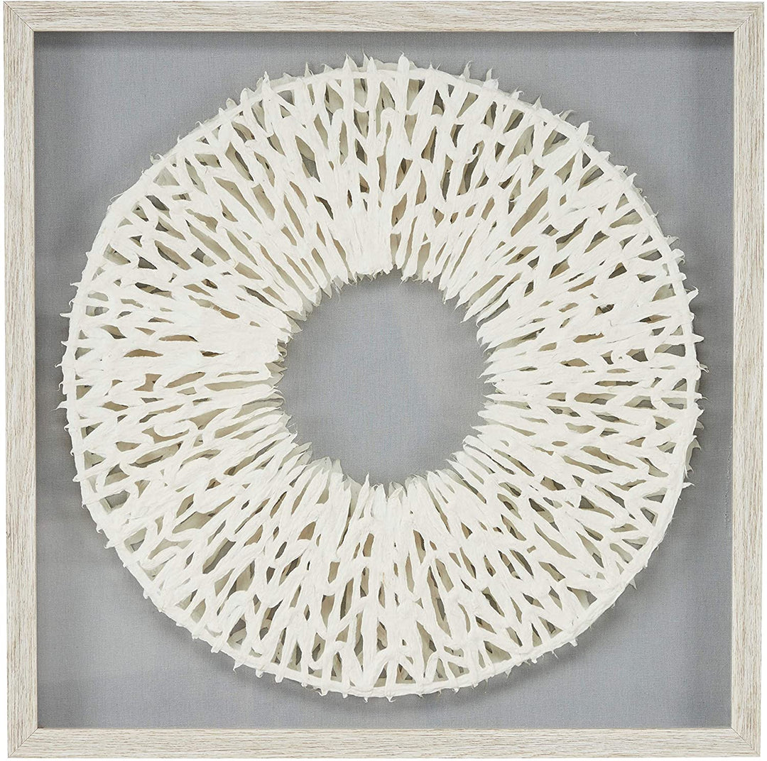 19 5" White Hand Cut Paper Abstract Art Shadow Box Square Frame 20 X 1 Grey MDF - Diamond Home USA