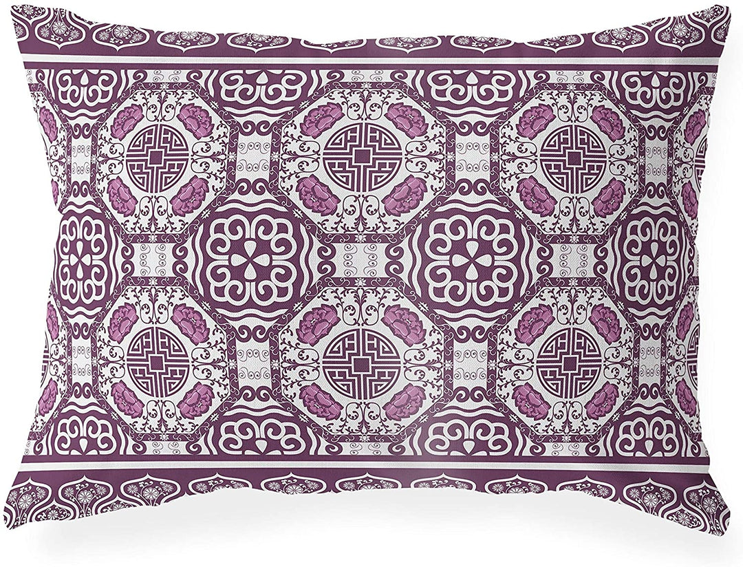 Plum Lumbar Pillow Purple Geometric Global Polyester