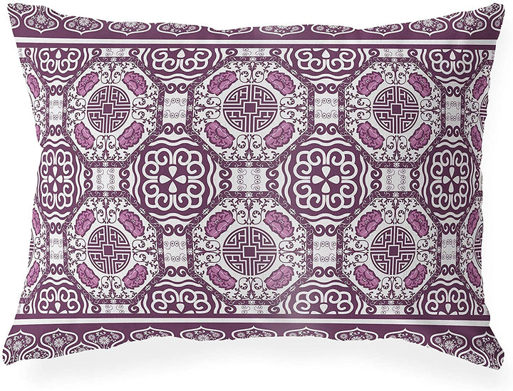 Plum Lumbar Pillow Purple Geometric Global Polyester