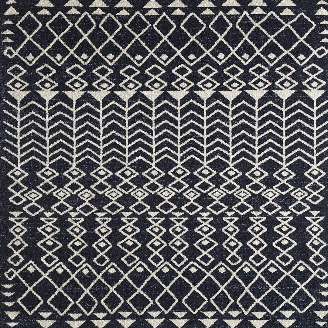 Navy/Cream 5x7 Southwestern Rug 5'x7' Rectangular Cream