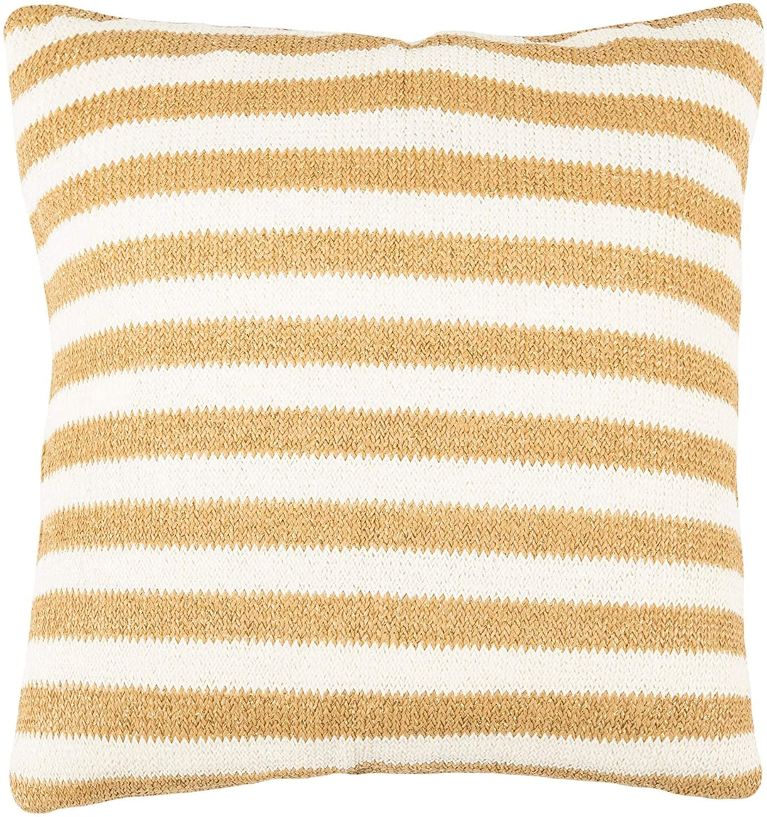 20" Pillow Gold White Stripe Modern Contemporary Polyester Single - Diamond Home USA