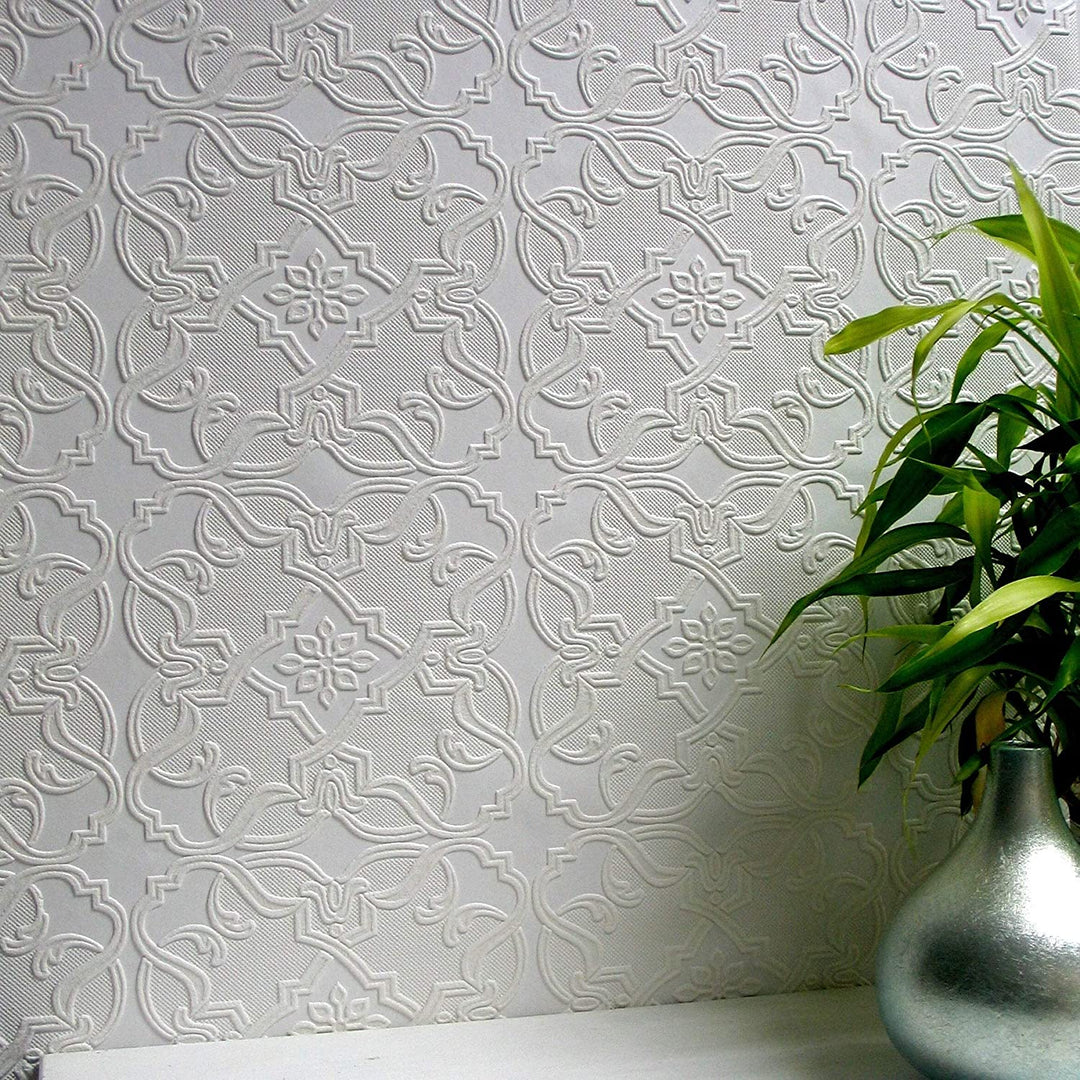 Paintable Textured Vinyl Wallpaper Off/White