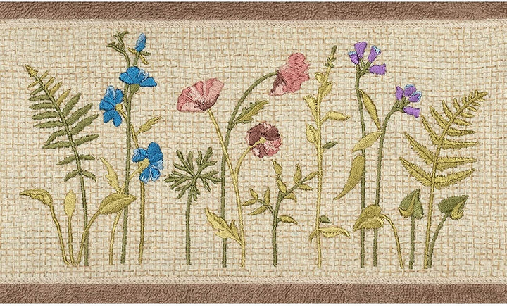 Brown Turkish Cotton Wildflowers Embroidered 3 Piece Towel Set Floral - Diamond Home USA