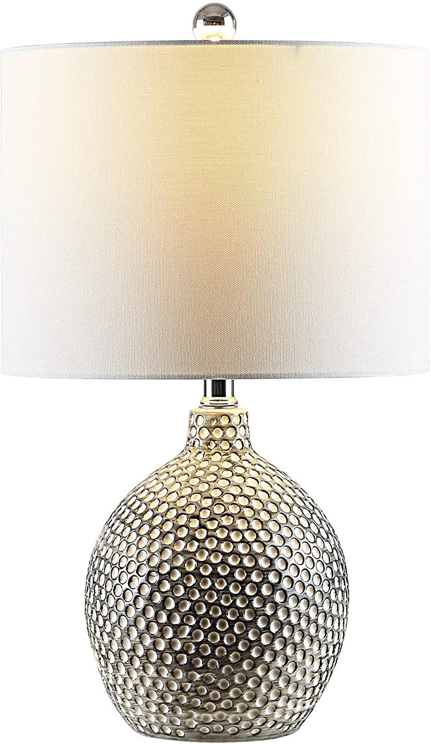 Lighting 19 inch Ceramic Table Lamp 12" X 19" White Modern Contemporary Traditional Chrome Bulbs Included - Diamond Home USA