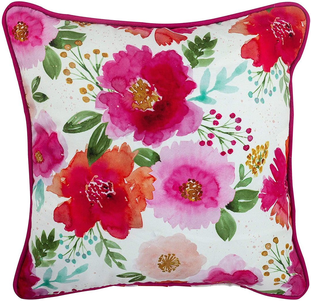 Sunset Floral Outdoor Pillow 17 Sq Piping Color Solid Modern