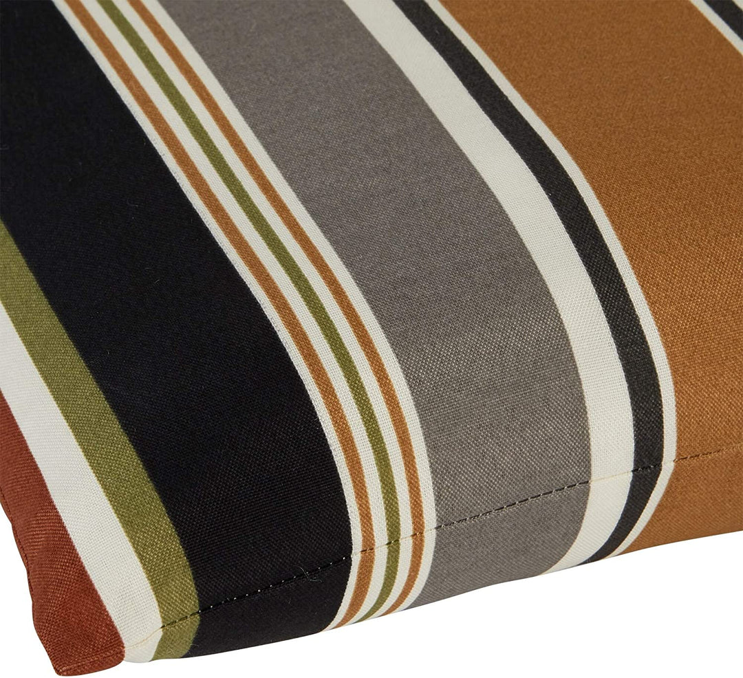 MISC Brick Stripe Outdoor 17 inch Square Accent Pillow (Set 2) Brown Grey Striped Casual Transitional Polyester Fade Resistant Water