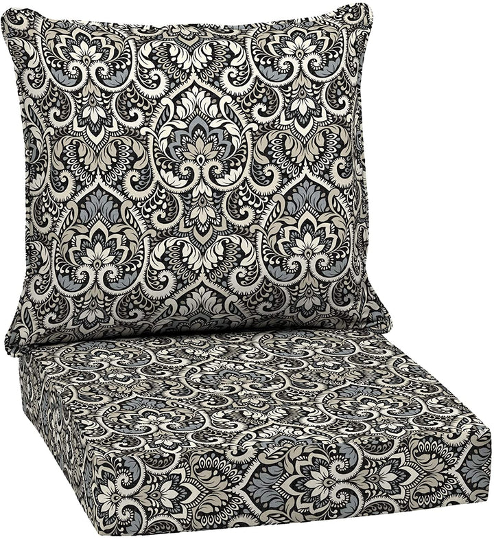 Outdoor 24 X Deep Seat Set 24" L W 5 75" H Black Damask