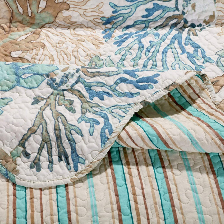 Coastal Throw Blanket Blue Brown Green Nature Tropical Cotton Microfiber - Diamond Home USA