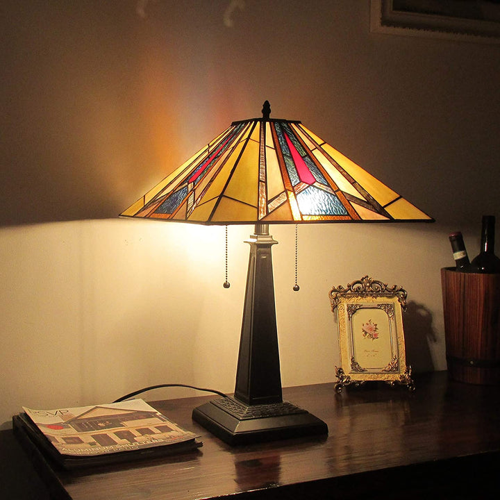 Tiffany Mission Design 2 Light Blackish Bronze Table Lamp Color Dimmable - Diamond Home USA