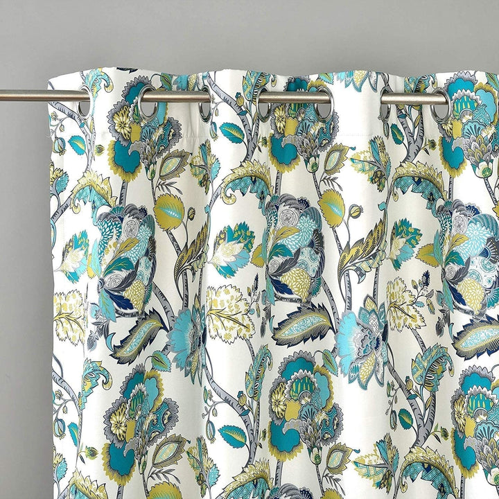 MISC Classic America Design/Look Floral Leaves Window Curtain Grommet 2 Panels 52'' Width X 84'' Length 52''Width 63''Length Teal Gray Green Medallion