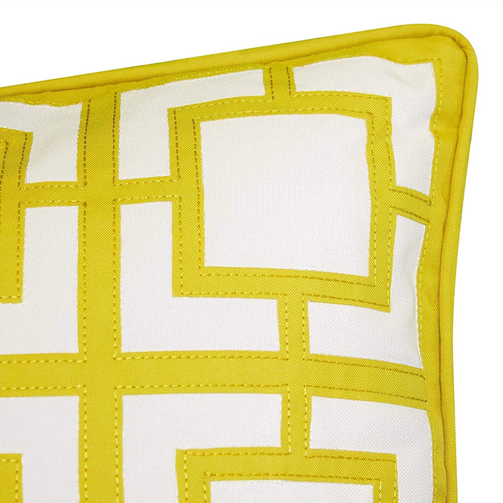 Modern Links Applique Indoor Outdoor Decorative Pillow Yellow Geometric Contemporary Polyester - Diamond Home USA