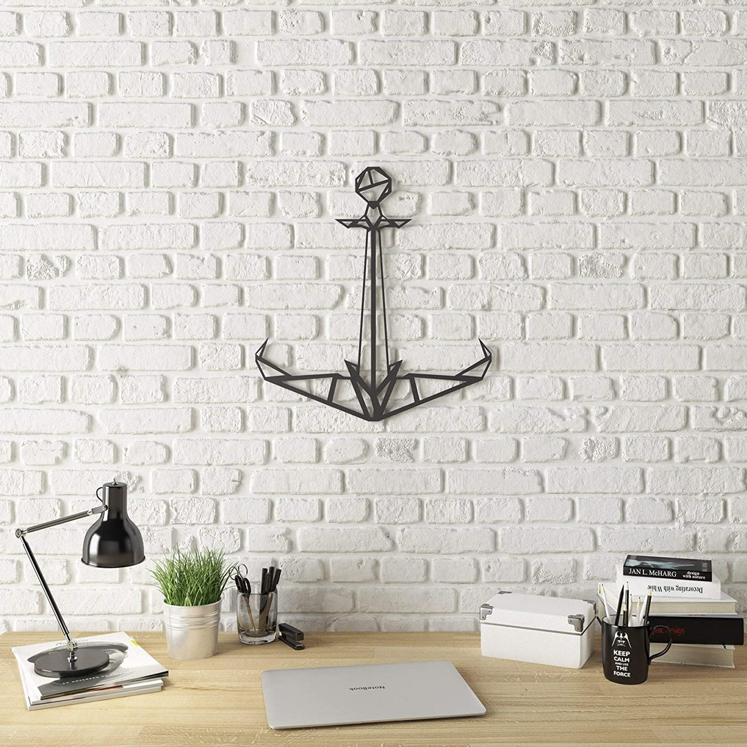 Geo Anchor Modern Metal Wall Art Black Contemporary Nautical