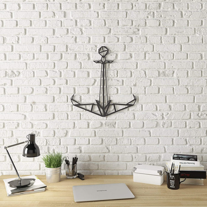 Geo Anchor Modern Metal Wall Art Black Contemporary Nautical