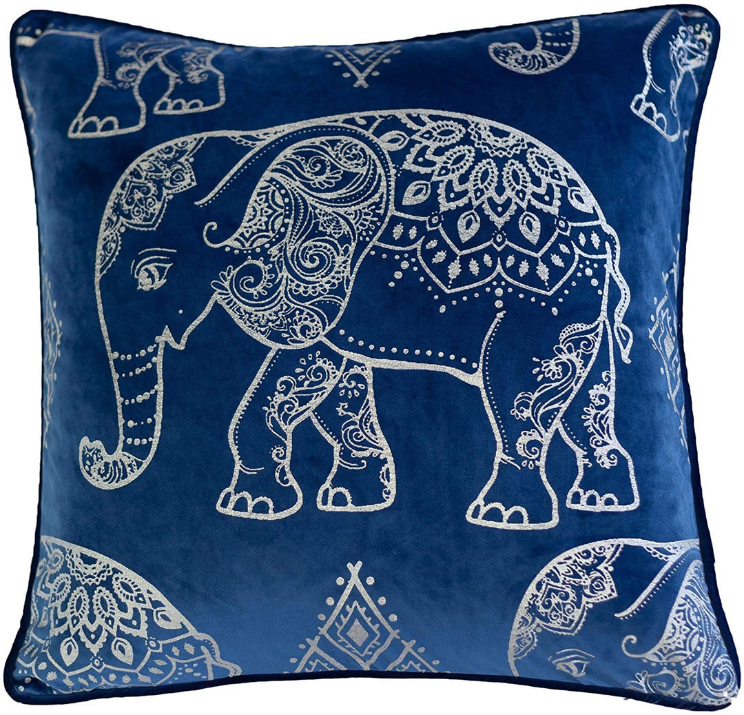 Velvet Applique 20" Square Decorative Throw Pillow 2pk Blue Solid Color Polyester Removable Cover - Diamond Home USA