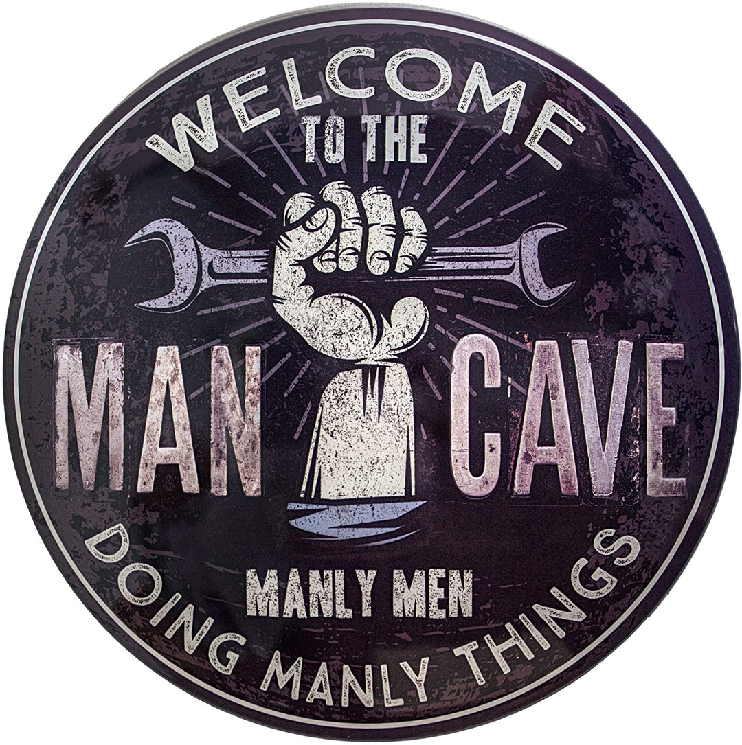 Man Cave Dome Shaped Metal Sign Wall Decor Purple