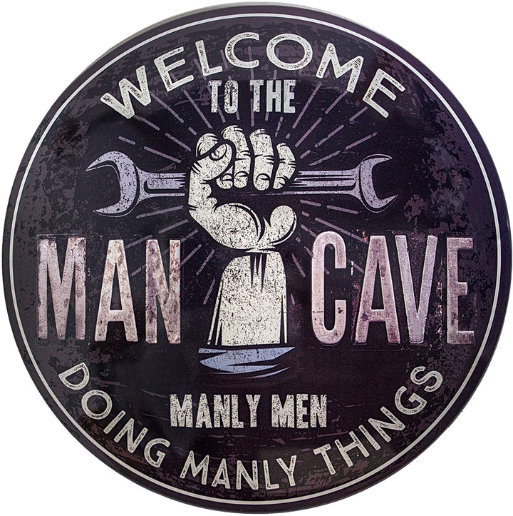 Man Cave Dome Shaped Metal Sign Wall Decor Purple