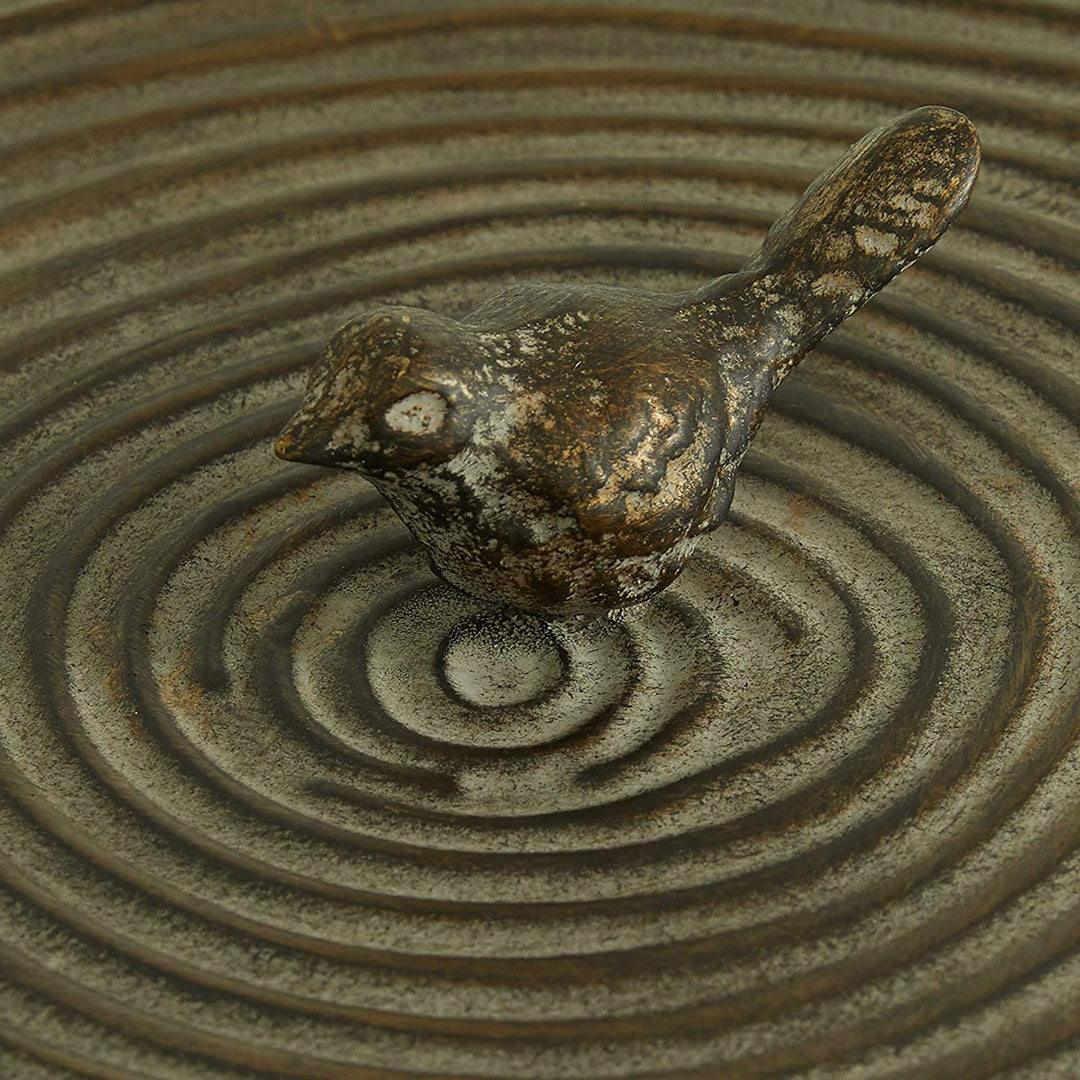 Round Antique Bronze Metal Box Tree Bark Texture Bird Handled Lid Set 2 6" 7 25" 12 X 7 Brown - Diamond Home USA