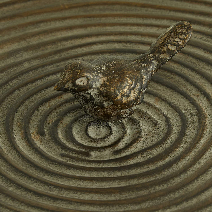 Round Antique Bronze Metal Box Tree Bark Texture Bird Handled Lid Set 2 6" 7 25" 12 X 7 Brown - Diamond Home USA