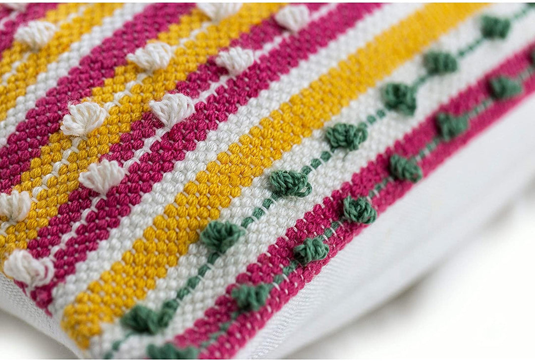 Spring Outdoor Pillow 12" X 20" Pink Blue Striped Modern Contemporary