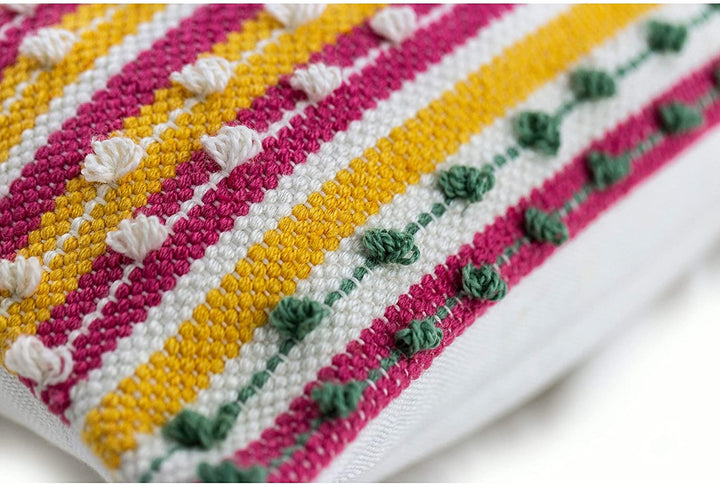 Spring Outdoor Pillow 12" X 20" Pink Blue Striped Modern Contemporary