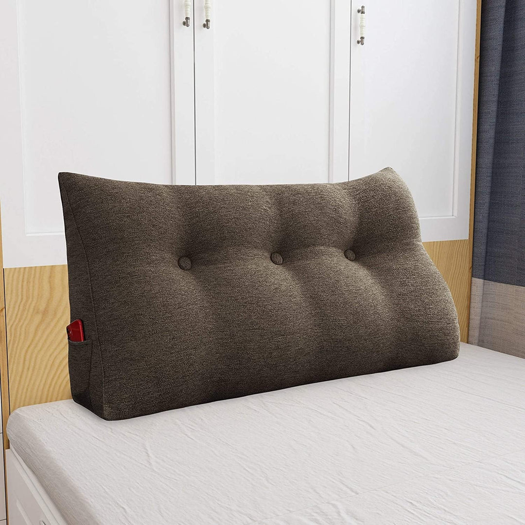 MISC Bed Rest Back Wedge Bolster Pillow Brown Linen Blend Daybed End Solid Color Novelty Polyester Single Handmade Removable Cover