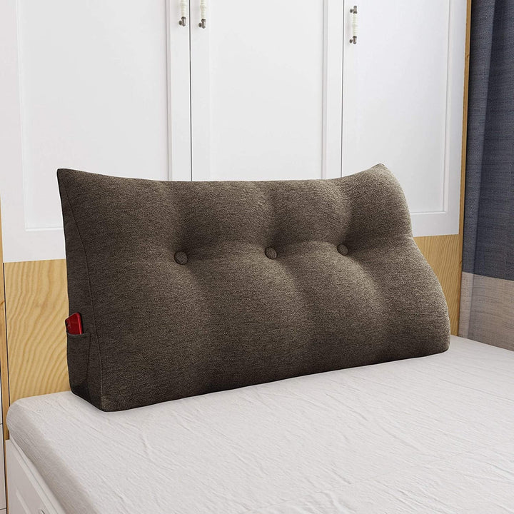 MISC Bed Rest Back Wedge Bolster Pillow Brown Linen Blend Daybed End Solid Color Novelty Polyester Single Handmade Removable Cover