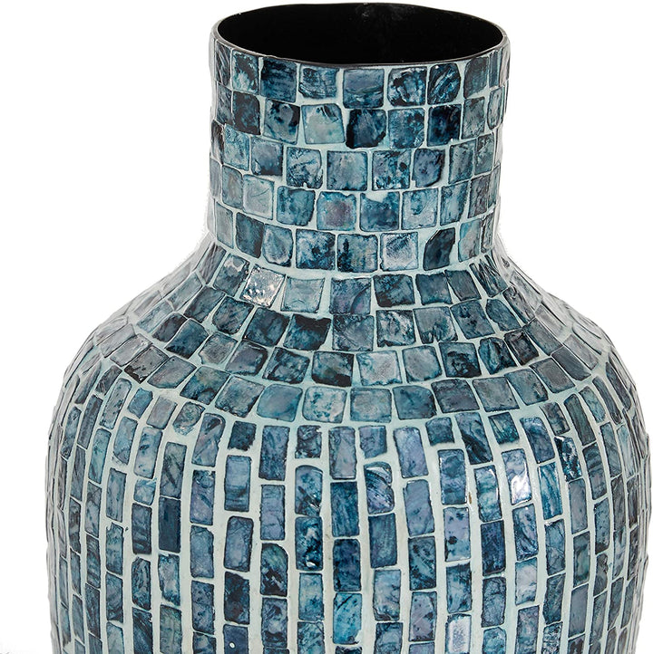Blue Mosaic Shell Patterned Vase 9 25" X 15 5" 9 X 16 Wood - Diamond Home USA