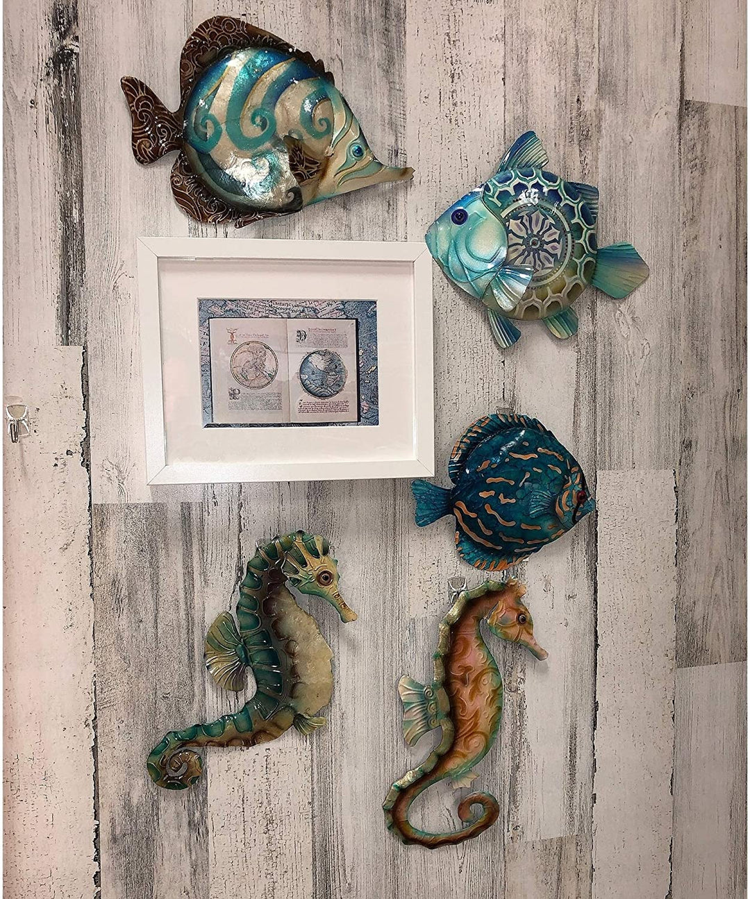 Handmade Blue Fish (Philippines) Hand Painted Art Iron Metal - Diamond Home USA