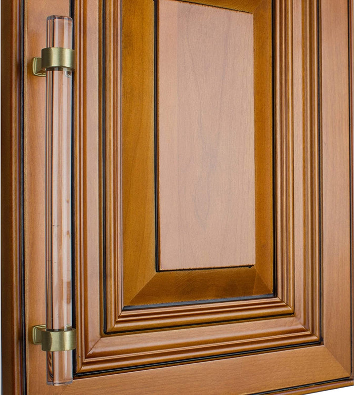 5 Pack 6 1/4 Center Clear Acrylic Satin Gold Pulls Modern Contemporary Finish