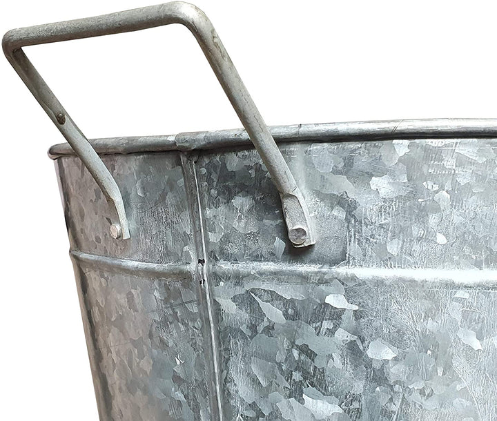 MISC Oval Shape Galvanized Steel Tub Side Handles Embossed Design Silver Handle