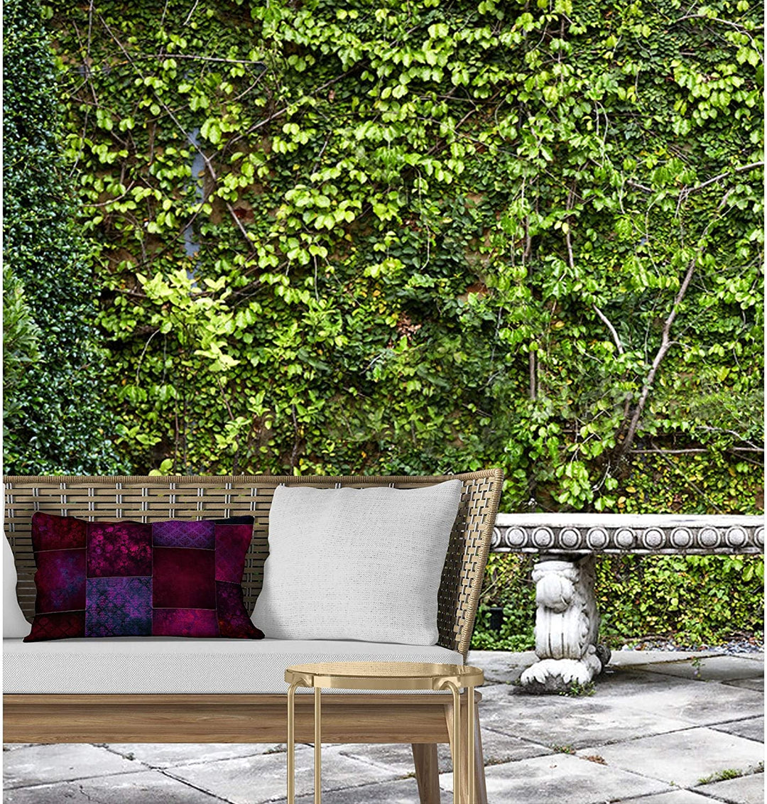 MISC Bohemian Patchwork Wine Purple Indoor|Outdoor Lumbar Pillow by Designs 20x14 Purple Patchwork Bohemian Eclectic Polyester Removable Cover